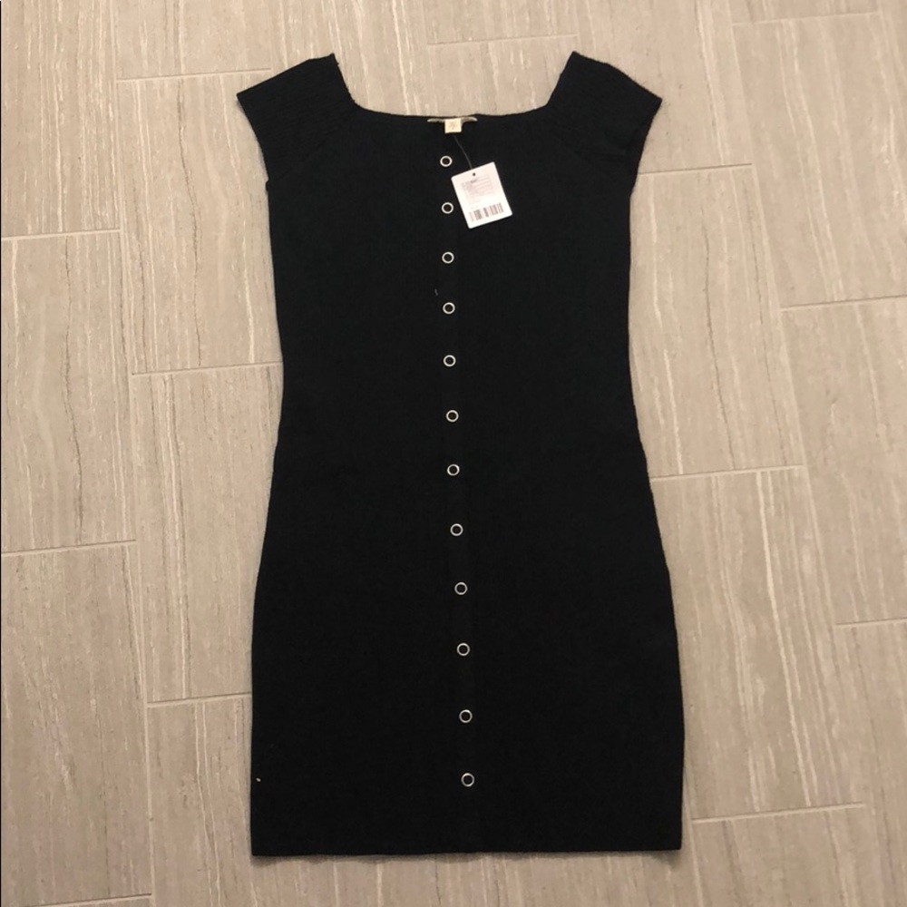 Black button down mini dress